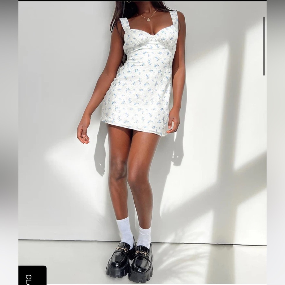 Princess Polly Cream and Blue Floral Mini Dress - Picture 3 of 6